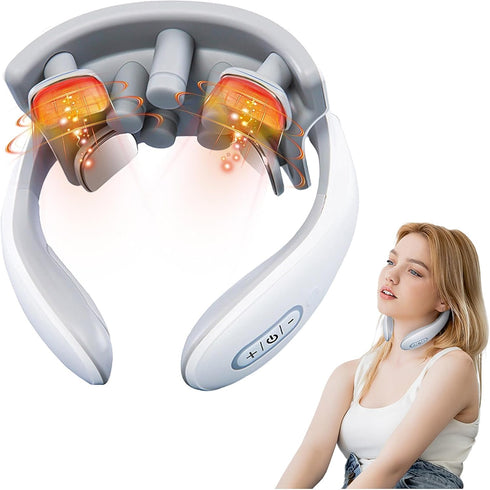 Masajeador de Cuello Eléctrico Inteligente con Calor para Alivio del Dolor
